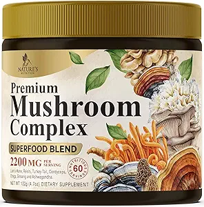Mushroom Powder Supplements 2200mg - 11 in 1 Complex Formula Powder with Organic Lions Mane, Reishi, Cordyceps, Chaga, Turkey Tail Mushroom Extract Supplement for Memory & Brain Support - 60 Services