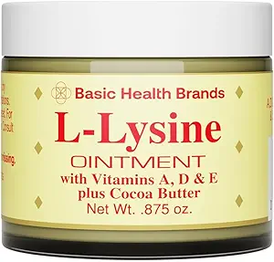 Βασικές μάρκες L-Lysine Ointment Lip με Camphor, Menthol, βιταμίνη A & E, 0,875 oz