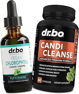 Χλωροφύλλη Υγρές σταγόνες Σώμα Detox & Candi Cleanse - Vegan Υγρό Chlorophyl Drops Odor Καθαρίστε συμπλήρωμα εσωτερικής αποσμητικό - Επιπλέον δύναμη Προβιοτικό Στοματικό Ρίγανο & Caprylic Acid Κάψουλες