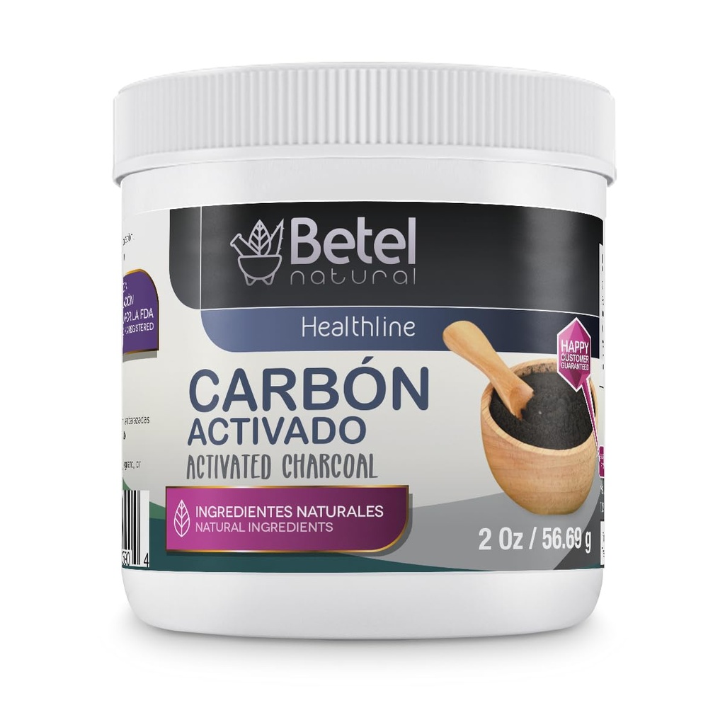 Betel Φυσικό Premium ενεργοποιημένο κάρβουνο / Carbon Activado σκόνη 100% Pure Ultra Fine - 2 Oz