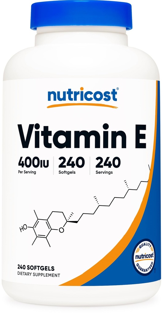 Nutricost Vitamin E 400 IU, 240 κάψουλες Softgel - Χωρίς γλουτένη, μη ΓΤΟ