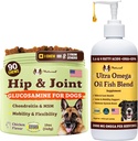 Natural Dog Company Canine Vitality Dog Vitamins and Supplements Bundle, Includes (1) Hip and Joint Chews Supplement-90 pcs cosequin for Dogs, (1) Ultra Omega Fish Oil 16 Oz Omega 3 Fish Oil for Dogs