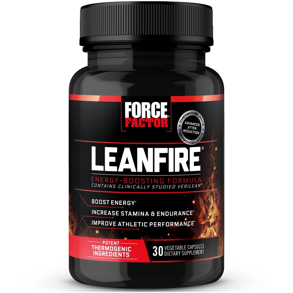 Force Factor LeanFire Pre Processing Energy Pills with Green Tea Extract and Caffeine to Increase Energy, Build Lean Myster, Black, 30 Count (Pack of 1), Package May Vary