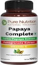 Pure Nutrition Papaya Complete | 120 Caps | Carica Papaya Leaf Extract with Iron, VIT C, VIT A & Folic Acid | Supports Platelet Immunity & Digestion Non-GMO | Gluten-Free