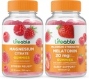 Ζωοποιήσιμο μαγνήσιο + μελατονίνη 20mg, Gummies Bundle - Μεγάλη γεύση, συμπλήρωμα βιταμίνης, χωρίς γλουτένη, χωρίς ΓΤΟ, Μασώμενα Gummy
