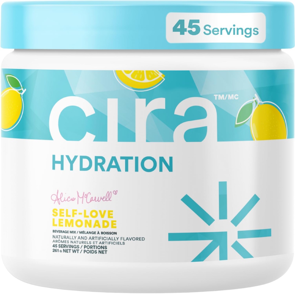 Cira Hydration Powder x Αλίσια McCarvell's Electrolyte Drink Mix with Himalayan Salt for Ahydration Relief and Recovery - Αυτοαγάπη Λεμονάδα, 45 Υπηρεσίες