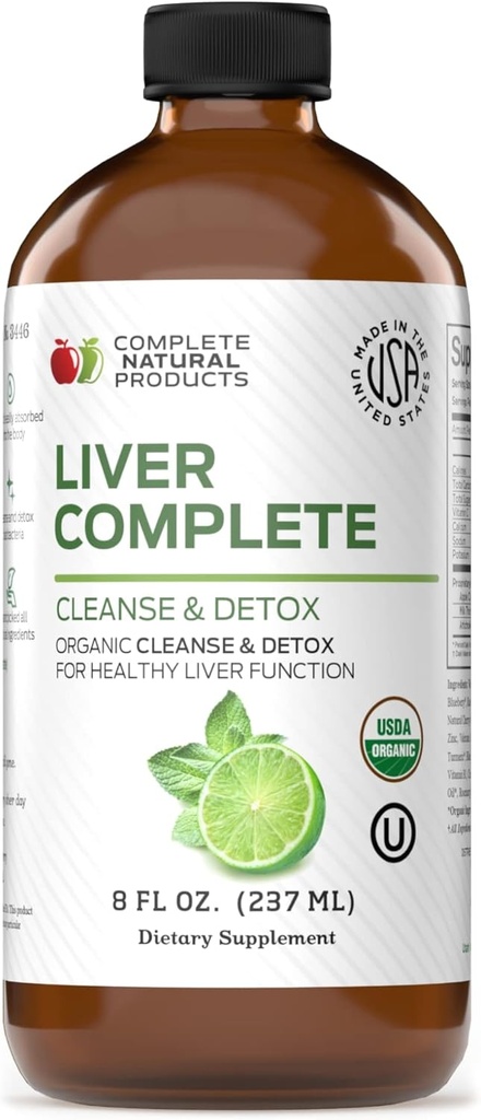 Liver Complete 8oz - Organic Liquid Liver Cleanse & Detox Supplement for High Enzymes, Fatty Liver, & Liver Support