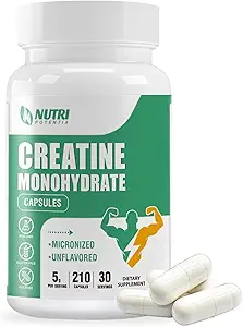 Creatine Monohydrate Capsules, Pure Creatine Pills Micronized for Enhanced Workout and Muscle Growth, Easy Absorption, Non-GMO, Unflavored - 210 Capsules