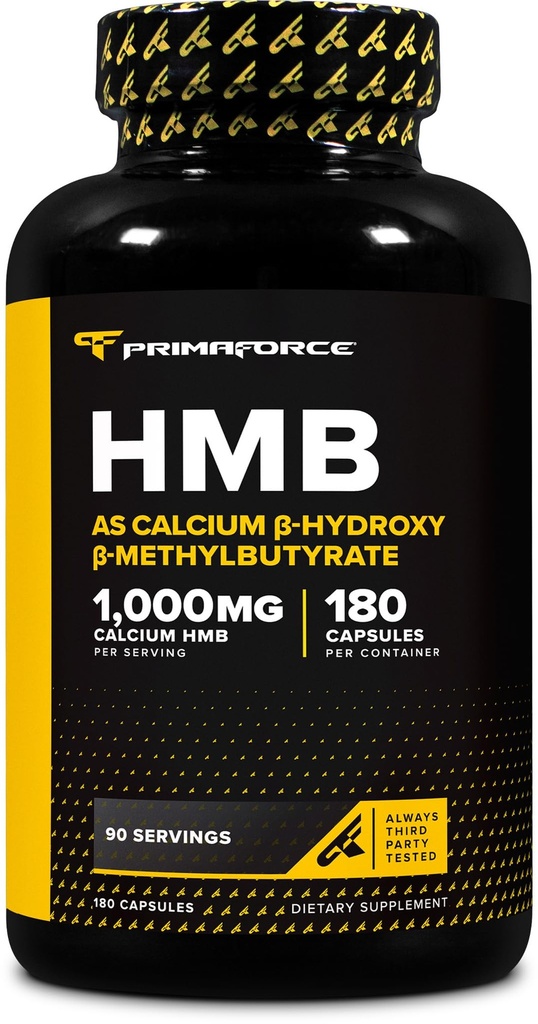 Primaforce HMB (Beta- Hydroxy Beta- Methylbutyrate) 1000mg, 180 κάψουλες (500mg ανά κάψουλα) - Χωρίς γλουτένη και μη ΓΤΟ συμπλήρωμα