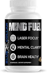 Mind Fuel Brain Συμπληρώματα μνήμης και εστίασης, Boost Brain’s Health & Mental Clarity, Ανδρική Πολυβιταμίνη Memory Supplement for Brain, Nootropics Brain Support Supplement for Men/Women (60 Κάψουλες)
