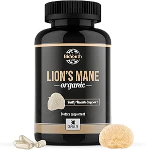 Organic Lions Mane Capsules Dietary Supplement Premium Organic Lions Mane Mushroom Extract | 90 Capsules