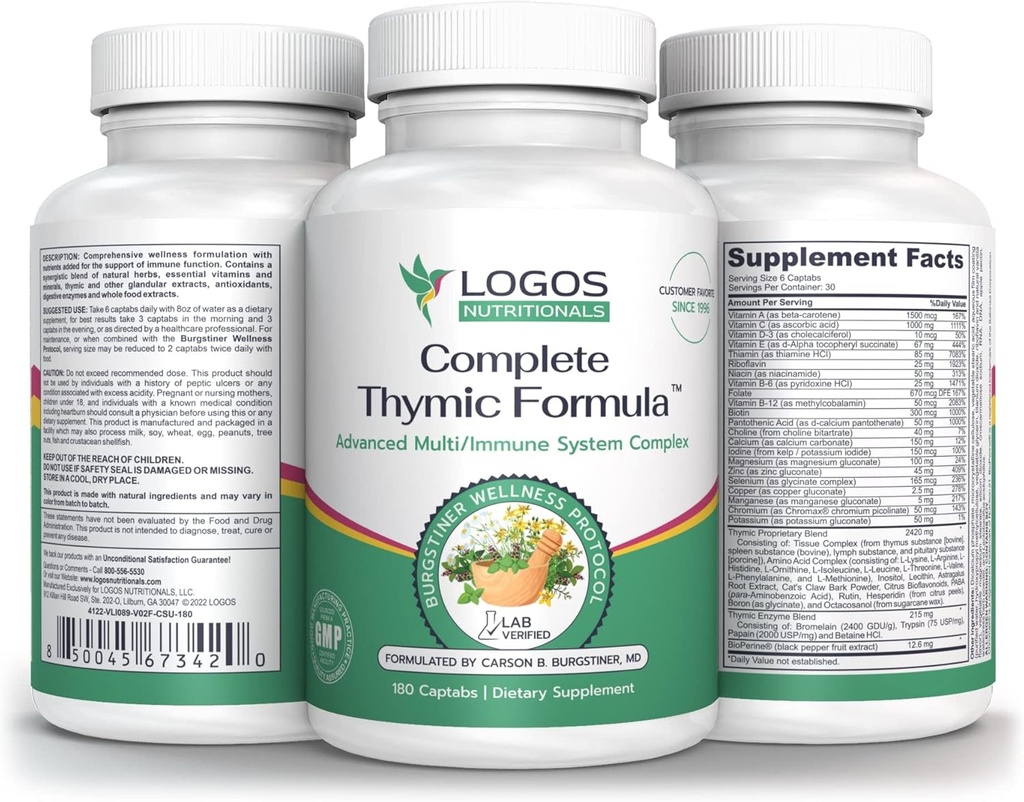 Πλήρης Thymic FormulaTM, περιεκτική πολυβιταμίνη & πολυμινορική με εκχύλισμα Thymus Glandular (180 Count (Pack of 1)