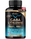 GABA L-Theanine 900 mg - Κατασκευασμένη στις ΗΠΑ - Μαγνήσιο Βιταμίνη B6 - Ηρεμία, Ύπνος, Χαλάρωση & Υποστήριξη Mood - 750 mg Gamma AminoButyric Acid, 150 mg L-Theanine - Μη-Habit Forming, Vegan - 240 Κάψουλες