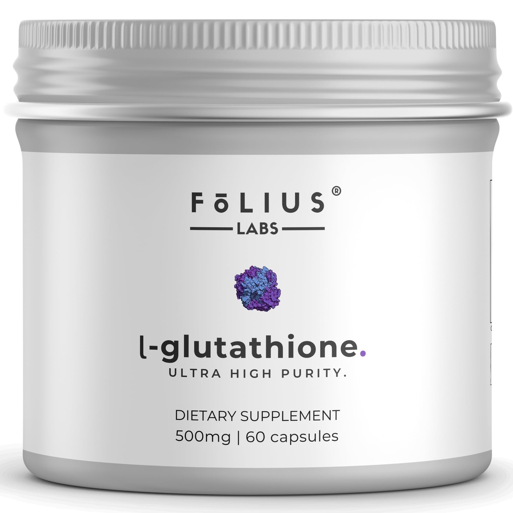 Ultra High Strength L-Glutathione 98% συμπλήρωμα για το λαμπερό δέρμα - Συμπληρώματα κολλαγόνου για γυναίκες και άνδρες - 500mg συμπυκνωμένη φόρμουλα, Μειωμένη L-Glutathionone συμπλήρωμα - 60 κάψουλες