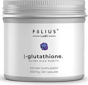 Ultra High Strength L-Glutathione 98% συμπλήρωμα για το λαμπερό δέρμα - Συμπληρώματα κολλαγόνου για γυναίκες και άνδρες - 500mg συμπυκνωμένη φόρμουλα, Μειωμένη L-Glutathionone συμπλήρωμα - 60 κάψουλες