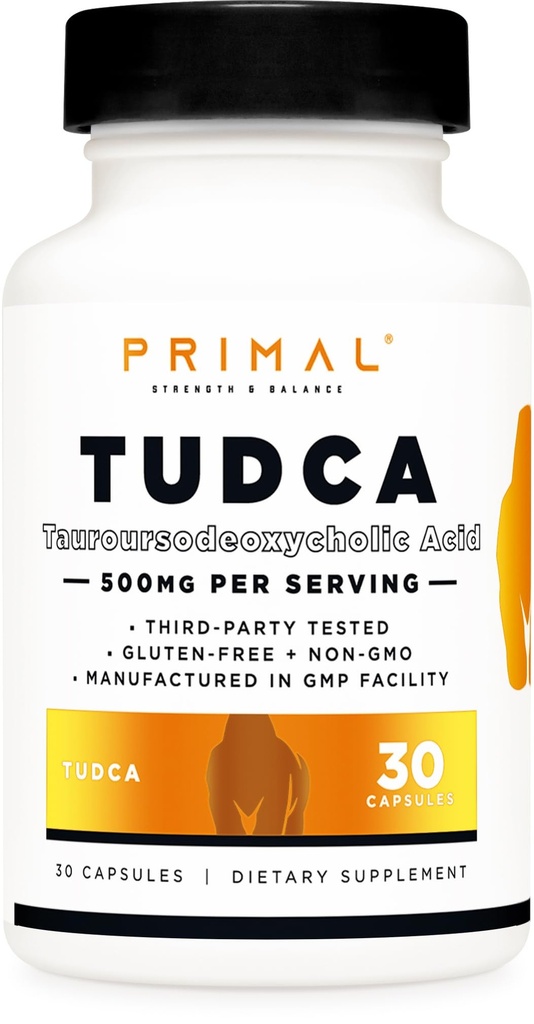 Primal Tudca 500mg 30 Κάψουλες - Χωρίς γλουτένη, συμπλήρωμα μη ΓΤΟ Ταουρσοδεοξυχολικού οξέος