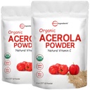 2 συσκευασία καθαρής σκόνης από οργανική Acerola, φυσική και οργανική βιταμίνη C για το ανοσοποιητικό σύστημα, 8 ουγγιά, χωρίς ΓΤΟ, χωρίς γλουτένη, Βραζιλία
