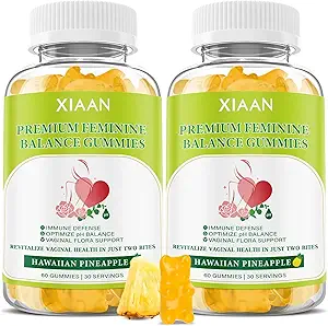 Premium Feminine Balance Gummies για την ανοσοποιητική υγεία των γυναικών, Χαβάης Ανανάς Gummies Υποστήριξη PH Ισορροπία & Κολπική υγεία, Vegan, χωρίς γλουτένη, 120 Count