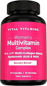 Βιταμίνες Vital Women's Multivitamin Complex - Made with Multi-Collagen Blend, Hyaluronic Acid, & MSM - Ομορφιά Πολυβιταμίνες - με Βιταμίνη Α, C, E, B6, B12, D3-60 Κάψουλες