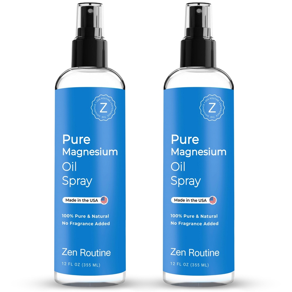Pure Magnesium Oil Spray 12oz (2 Pack) – Βιολογικό σπρέι μαγνησίου βαθμού USP, επίκαιρο γλυκινικό μαγνήσιο, Λάδι μαγνησίου για τα πόδια, το σώμα, τους μυς και τα πόδια Cr Κατασκευασμένο στις ΗΠΑ