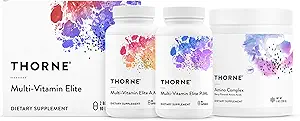 THORNE - Multi-Vitamin Elite AM & PM (180 κάψουλες) & Amino Complex (Berry, 8 Oz) Bundle - Υποστηρίζει την παραγωγή ενέργειας και την αθλητική απόδοση - Γλουτένη, γαλακτοκομικά & χωρίς σόγια
