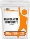 BulkSupplements.com Γλουκονικό μαγγάνιο σε σκόνη - Συμπλήρωμα μαγγανίου, Essential Trace Mineral - Υψηλή απορρόφηση & Χωρίς γλουτένη, 225mg ανά υπηρεσία, 250g (8,8 oz) (πακέτο του 1)
