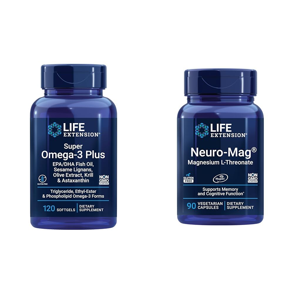 Επέκταση ζωής Super Omega-3 Plus EPA/DHA ιχθυέλαιο, Sesame Lignans & Νευρομαγνήσιο L-θρεονικό