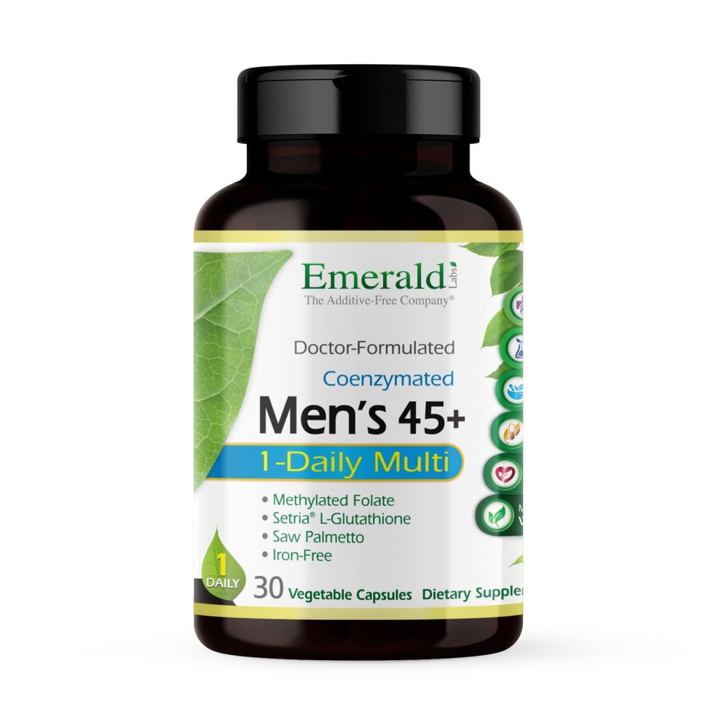 EMERALD LABS Men's 45+ 1-Daily Multi - Made with Saw Palmetto, Lycopete & More for Heart, Bone & Immune Support* - Χωρίς γλουτένη - 30 κάψουλες λαχανικών
