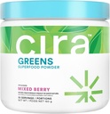 Cira Daily Greens - Φυσικά γλυκασμένη, οργανική Spirulina Superfood σκόνη με Premium, Αντιοξειδωτικό-Πλούσια συστατικά για την ξεφούσκωση, πέψη, & ενέργεια - Μικτό μούρο, 30 υπηρεσίες
