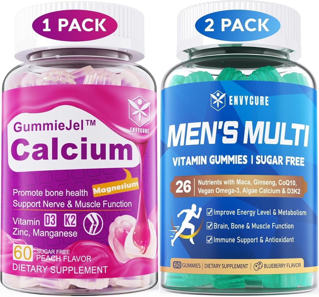 Sugar Free Mens Multivitamin Gummies 120 Count + Calcium Gummies 60 Count