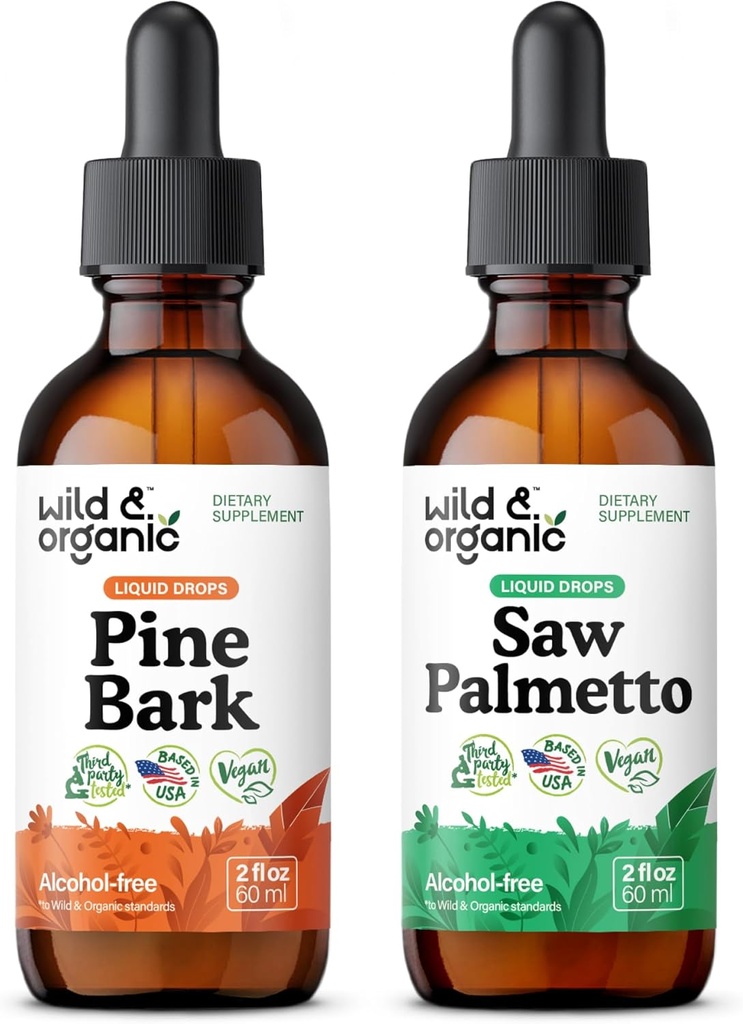 Άγρια & οργανικά φλοιός πεύκου Βάμμα 2 fl oz & Saw Palmetto Βάμμα 2 fl oz