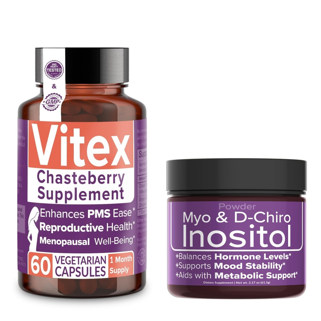 Intimate Rose Save 10% on Hormonal Balance & Reproductive Wellness Bundle – Vitex Chasteberry Supplement + Myo & D-Chiro Inositol Powder for PCOS & Menstrual Support