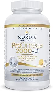 Nordic Naturals ProOmega 2000-D, Lemon Flavor - 90 Soft Gels - 2150 mg Omega-3 + 1000 IU D3 - Ultra High-Potency Fish Oil - EPA & DHA - Brain, Heart, & Immune Health - Non-GMO - 45 Servings