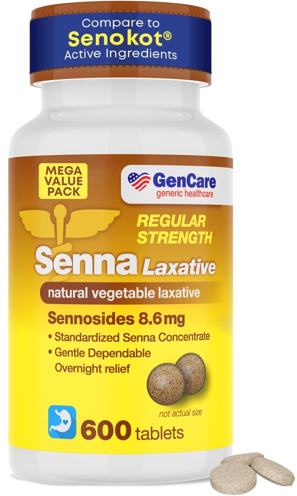 GenCare Senna Laxative 600 Δισκία Senna 8, 6mg Δισκία με Φυσικό Sennosides  Ασφαλής & αποτελεσματική 