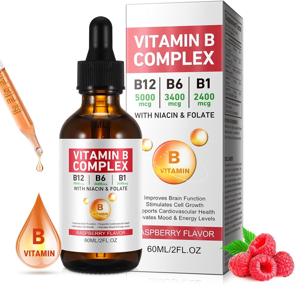 Vitamin B Complex Liquid, Vegan Vitamin B12 Liquid Drops 