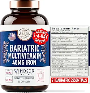 Bariatric Multivitamin with Iron - 45mg Iron Easy to Swallow, One a Day Bariatric Vitamins for Women and Men - Gastric Bypass, Gastric Sleeve Recovery Vitamin Multivitamins - 30 Caps