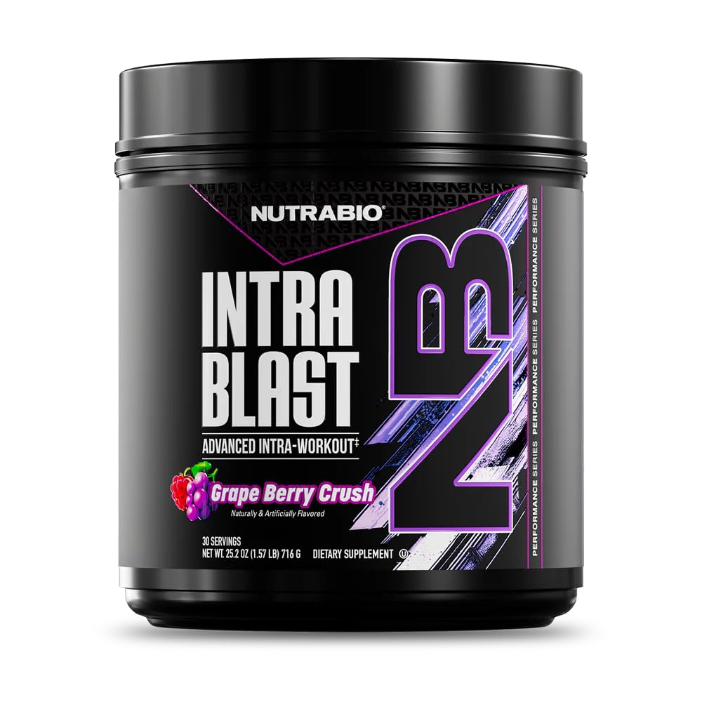 NutraBio Intra Blast Bcaa Powder Amino Acid Supplement, Ηλεκτρολύτης & Ενυδατική Μείξη, Intra, Pre Education & Mus Recovery, 20g Eaa Amino Acids Powder, 5g Glutamine- Grape Berry Crush, 30