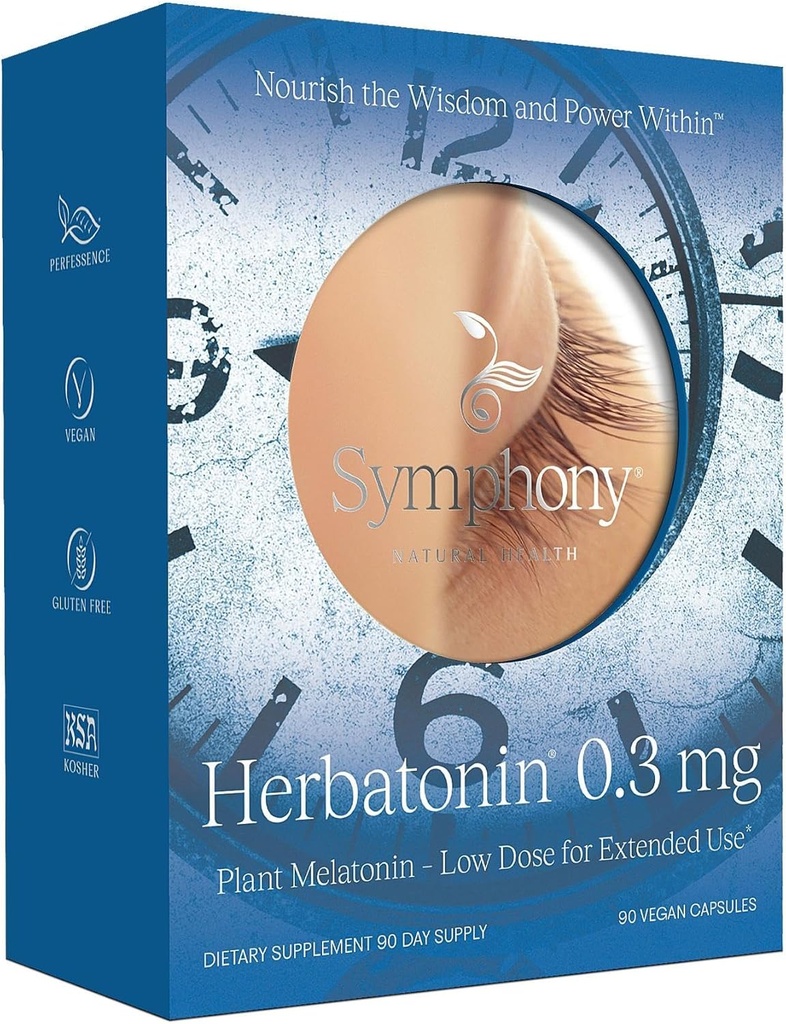 Herbatonin® 0.3 mg – The First Plant-Based, Natural Melatonin Supplement (Phyto-Melatonin) - Low Dose Sleep Aid, Supports Circadian Rhythm & Cellular Health – 90 Capsules (90 Day Supply)