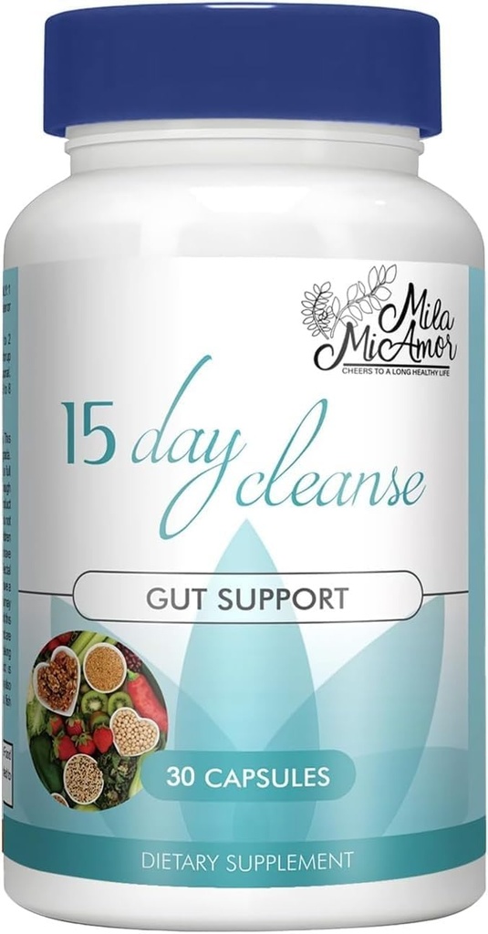 Mila Miamor 15 Ημέρα Καθαρισμός - Gut και Colon Υποστήριξη - Advanced Gut Cleanse Detox για γυναίκες & άνδρες με Senna, Cascara Sagrada & Psyllium Husk - Μη-GMO - Made in USA - 30 Κάψουλες