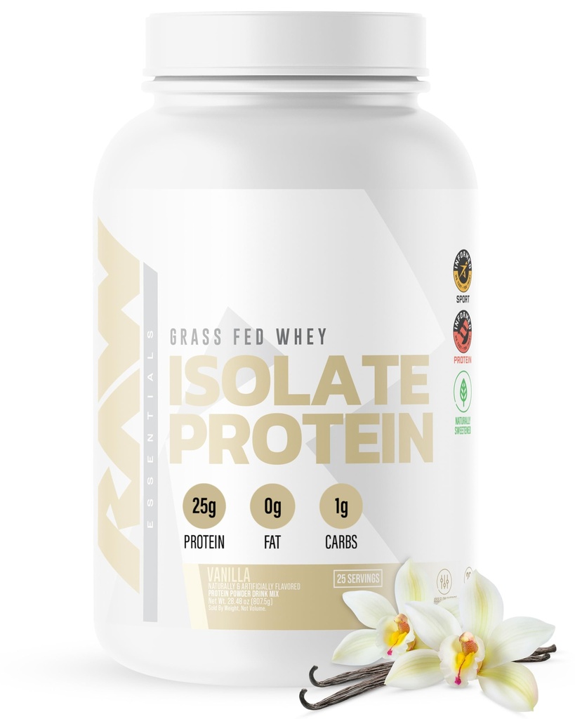 RAW Whey Isolate Protein Powder, Vanilla (CBUM Itholate) - 100% Grass-Fed Sports Nutrition Powder for Muscle Growth & Recovery - Low-Fat, Low Carb, Φυσικά Γεύση - 25 Υπηρεσίες