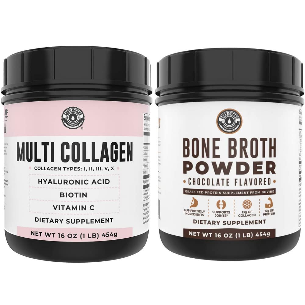 Left Coast Performance Σοκολάτα Bone Broth και Multi Collagen σκόνη για κοινή, μαλλιά, δέρμα, και νύχια υποστήριξη