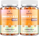 Omega-7 Sea Buckthorn Oil Gummies, Omega 3 6 7 9 Συμπλήρωμα για τις γυναίκες, έλαιο λιναρόσπορου, Βιταμίνες E, A & Probiotics - Δέρμα, μάτι & ξηρότητα, γεύση χαμομηλιού - 120 Gummies