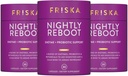 FRISKA Nightly Reboot Enzyme και Probiotics συμπλήρωμα, προωθεί την καλύτερη πέψη και τον ύπνο, υποστηρίζει την υγεία των ούλων για άνδρες και γυναίκες, μελατονίνη, χαμομήλι, 90 κάψουλες