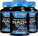 WELNESS LABSRX NAD συμπλήρωμα, 1500mg - Λιποσωμική NAD+ Συμπλήρωμα με Resveratrol, NAD Plus Boosting - Υποστήριξη Κυτταρική Υγεία & Υγιεινή Γήρανση - Κάψουλες Ultra Strength, USA Made - 3 Pack