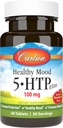 Carlson Healthy Mood 5-HTP Elite 100 mg with Vitamin B6 - Mood Support & Relaxation Supplement - Raspberry Chewable - 60 Tablets