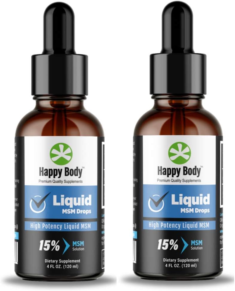 HAPY BODY Liquid MSM Drops The Highest MSM Content in a Liquid MSM Συμπληρωματικό. Ιδανικό για Στοματικές & Topical Εφαρμογές - 1 x 4 fl. oz Μπουκάλι (2 Συσκευασία)