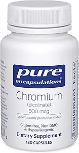 Pure Encapsulations Chromium (Picolinate) 500 mcg - for Lipid & Carbohydrate Metabolism* - Mineral Supplement - Superior Absorption Chromium Supplement - Vegan & Gluten Free - 180 Capsules