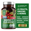 N1N Premium Kidney Cleanse [21 Potent Herbs] for Urinary Tract & Bladder Control, Natural Kidney Support with Cranberry Extract, Astragalus and Uva Ursi Leaf, 60 Veg Caps