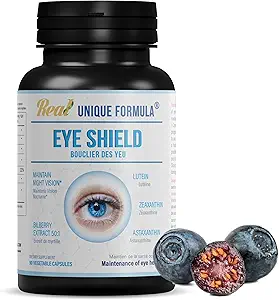 Eye Shield Supplement with Bilberry, Lutein, Zeaxanthin, Astaxanthin, and Beta-Carotene - Supports Dry Eyes, Vision Health, and Night Vision (90 Capsules)