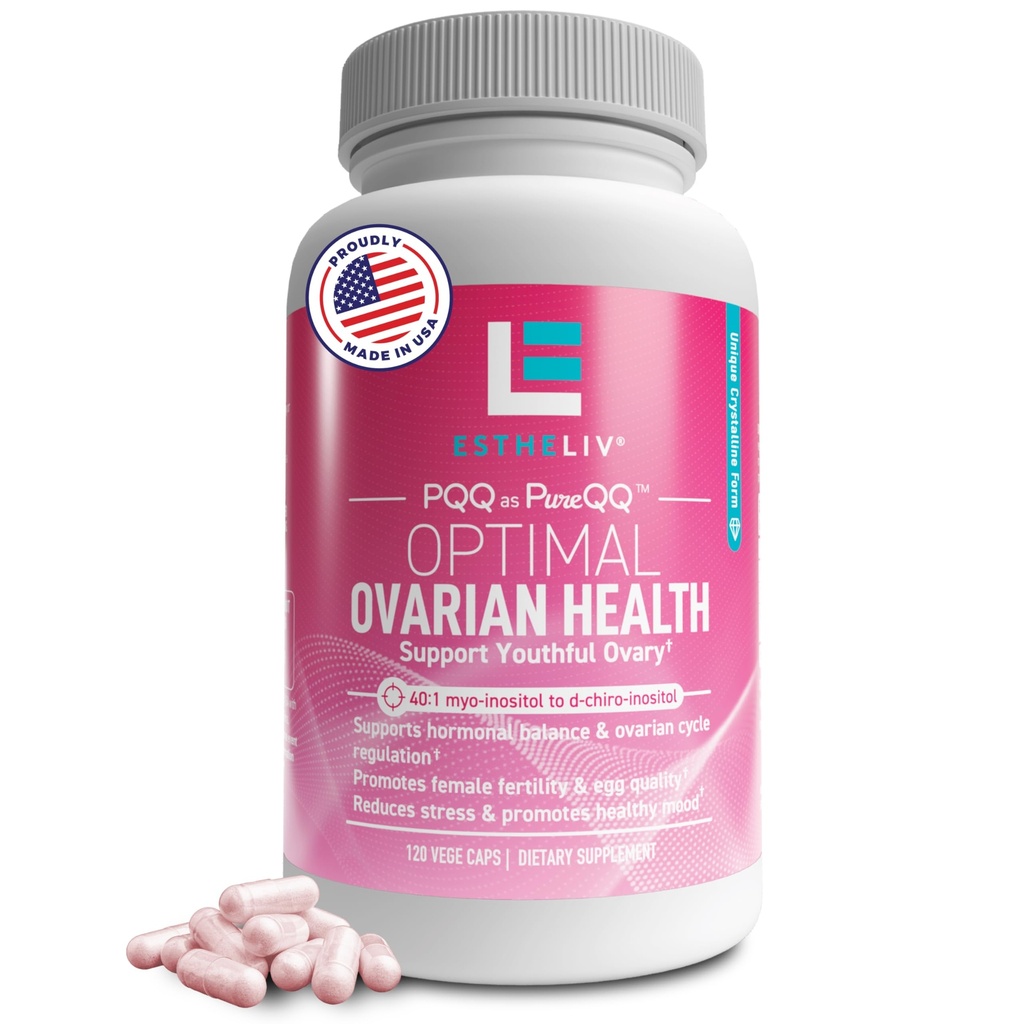 Optimal Ovarian Health | Myo-Inositol + D-Chiro & PQQ | Fertility, Hormonal & Ovarian Support | PCOS Ideal 40:1 Ratio | Vitamin B8 Inositol Supplement for Women | Non- GMO | 120 Capsules